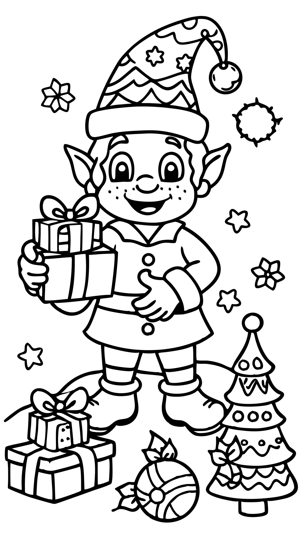 coloring pages of santa’s elves